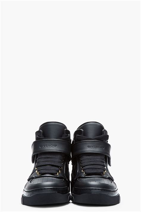 givenchy black leather velcro strap mid top sneakers|givenchy shoes for men.